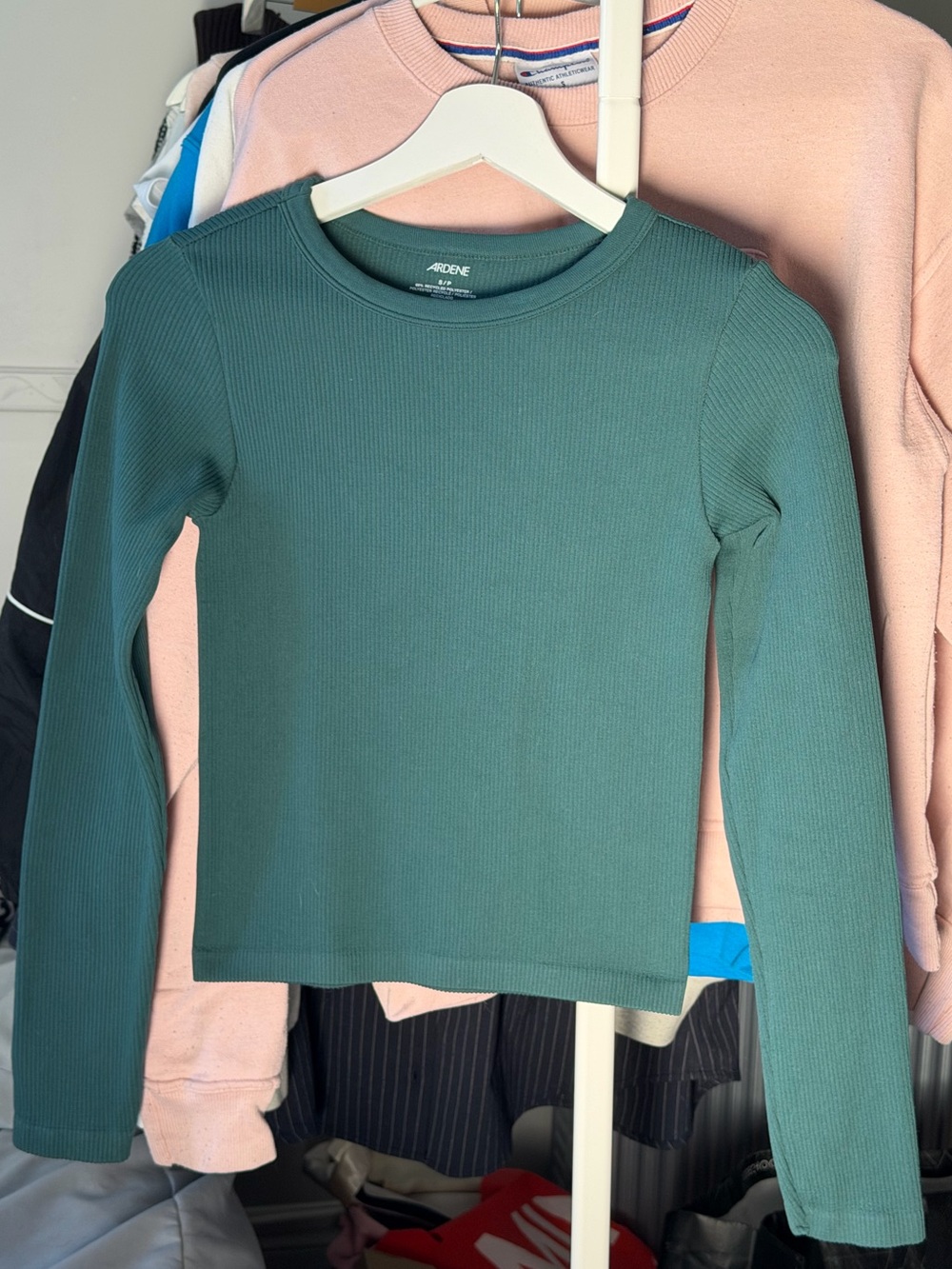 aerie Long-Sleeve Ribbed Tee in Teal